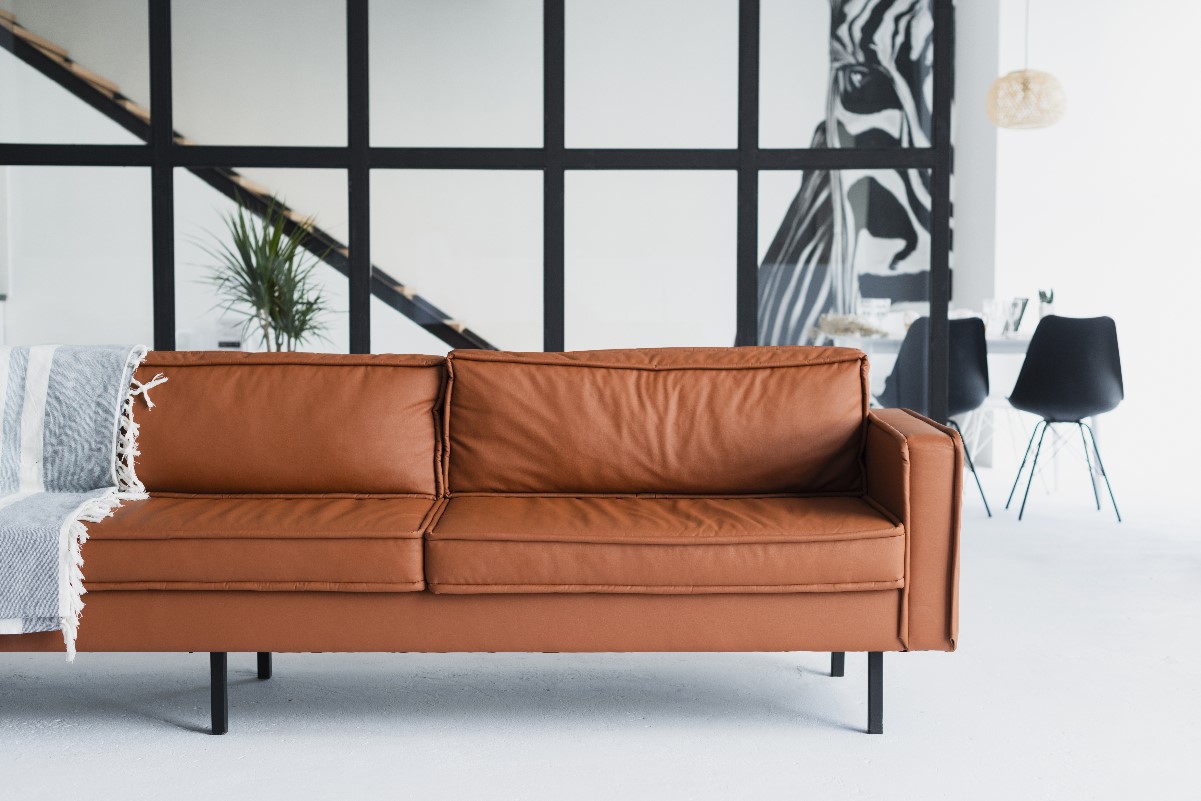 Natural leather sofa in vintage style