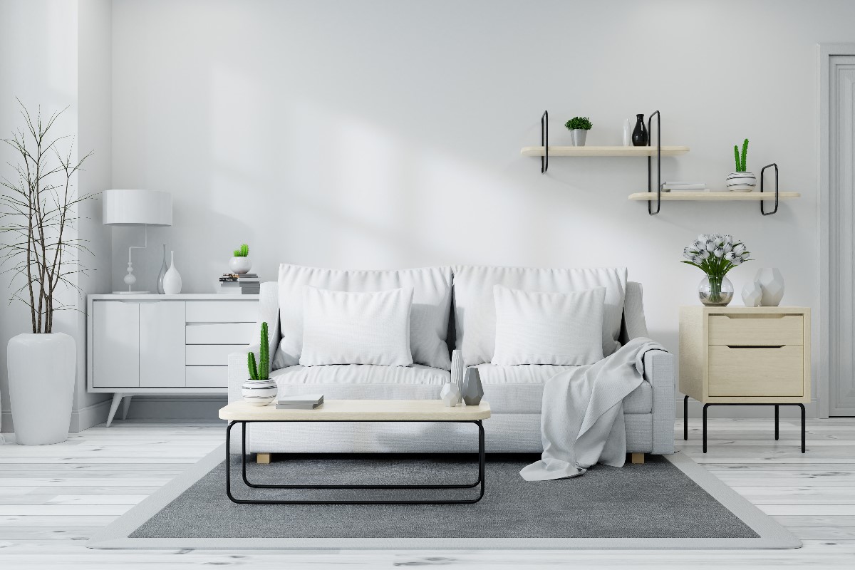 We choose a sofa with sleeping function in Scandinavian style
